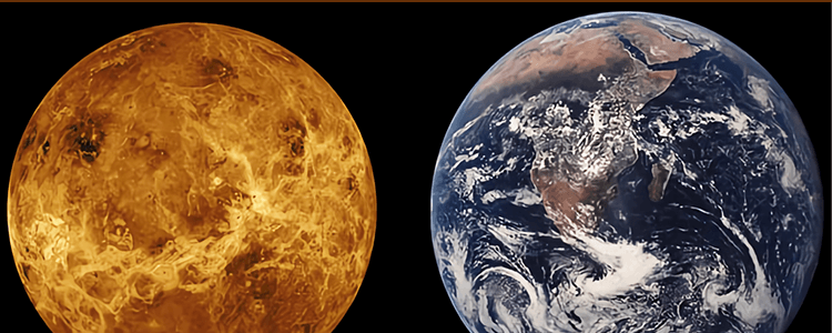 金星と地球が並んだイメージ