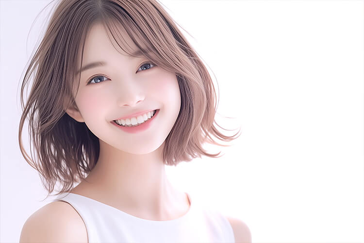 笑顔で前を見つめる女性