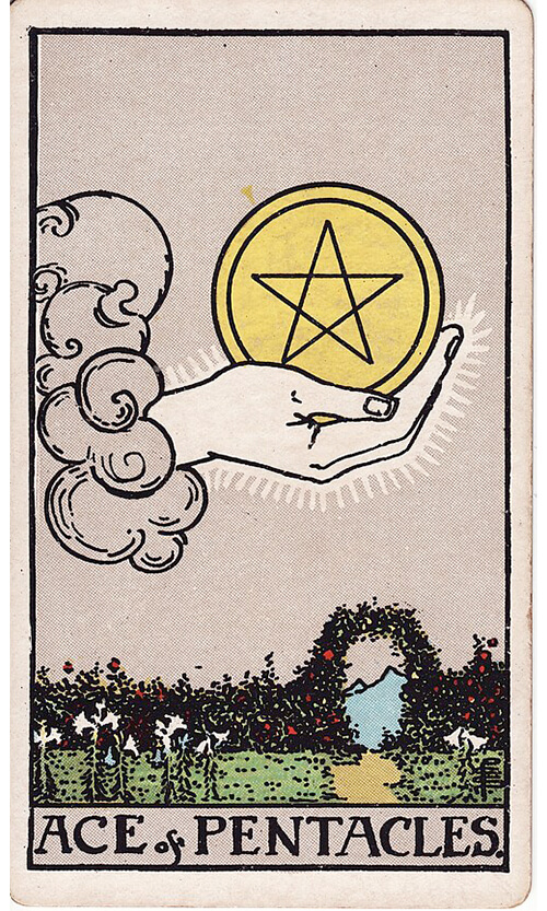 タロットカード ペンタクルのエース（Ace of Pentacles）の絵柄