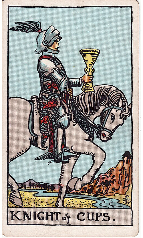 タロットカード カップのナイト（Knight of Cups）の絵柄