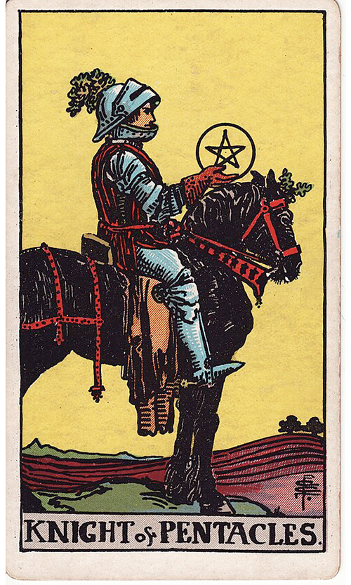 タロットカード ペンタクルのナイト（Knight of Pentacles）の絵柄