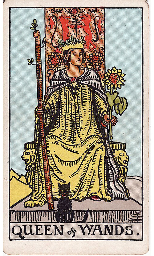 タロットカード ワンドのクイーン（Queen of Wands）の絵柄