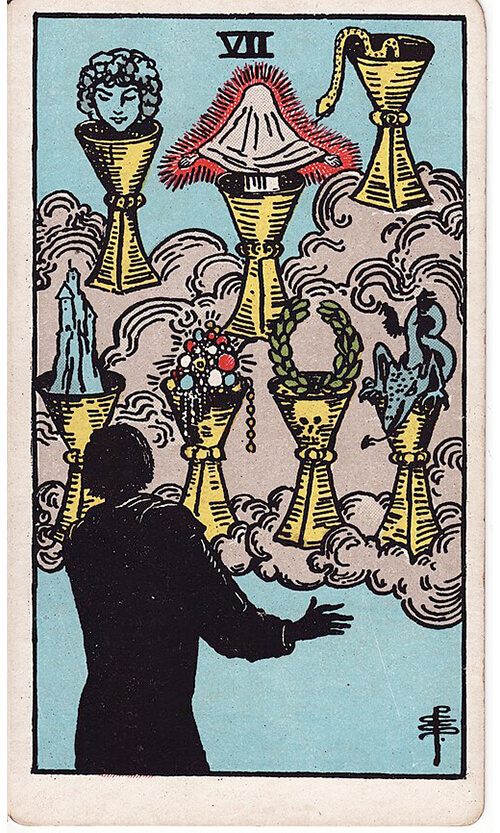 タロットカード カップの7（Seven of Cups）の絵柄