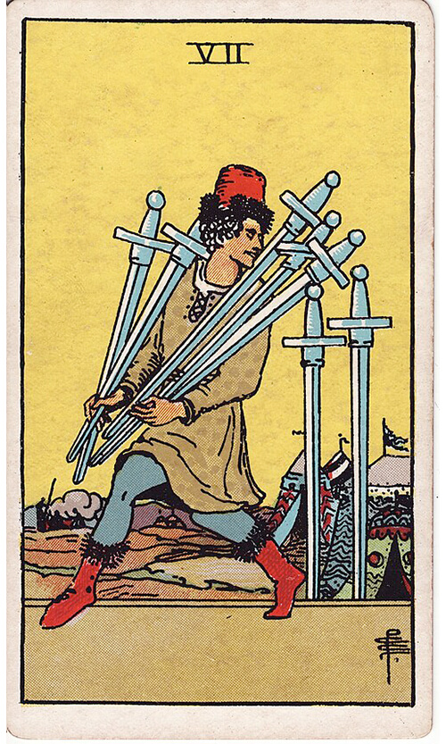 タロットカード ソードの7（Seven of Swords）の絵柄