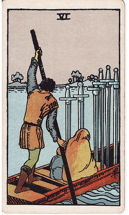 タロットカード ソードの6（Six of Swords）の絵柄