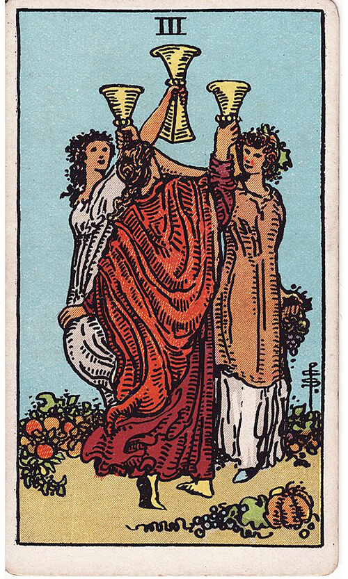 タロットカード カップの3（Three of Cups）の絵柄