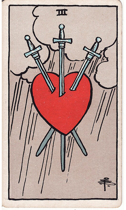 タロットカード ソードの3（Three of Swords）の絵柄