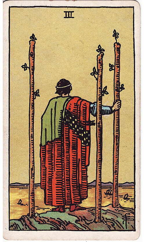 タロットカード ワンドの3（Three of Wands）の絵柄