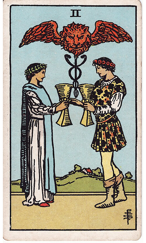 タロットカード カップの2（Two of Cups）の絵柄